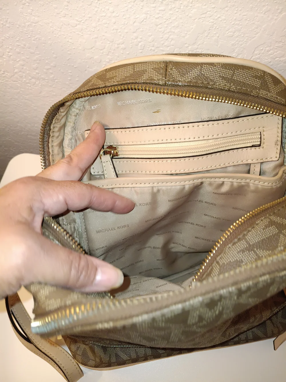 Michael Kors Brown Logo Mid Mini Backpack with Gold Hardware